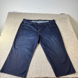 Laurie Felt Daisy Denim Wide Leg Crop Jeans Dark Wash Career Plus Size 28W